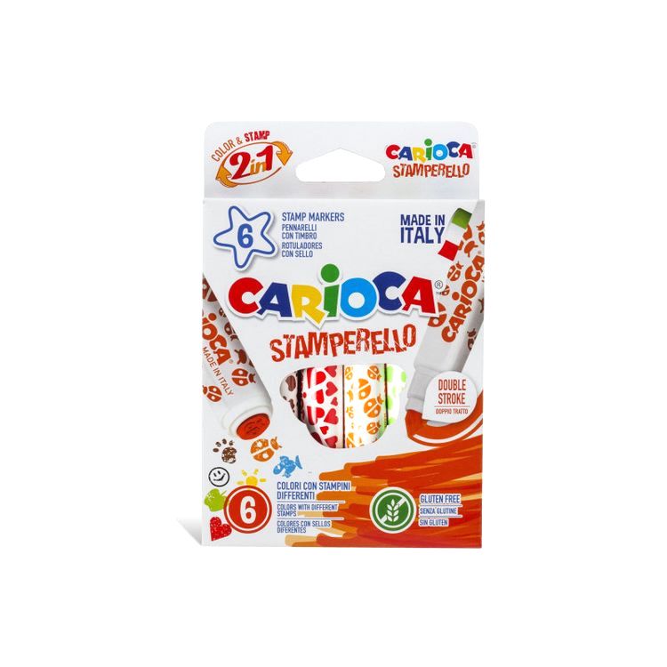 

Фломастеры Carioca со штампами Stamperello 6 цв, Разноцветный