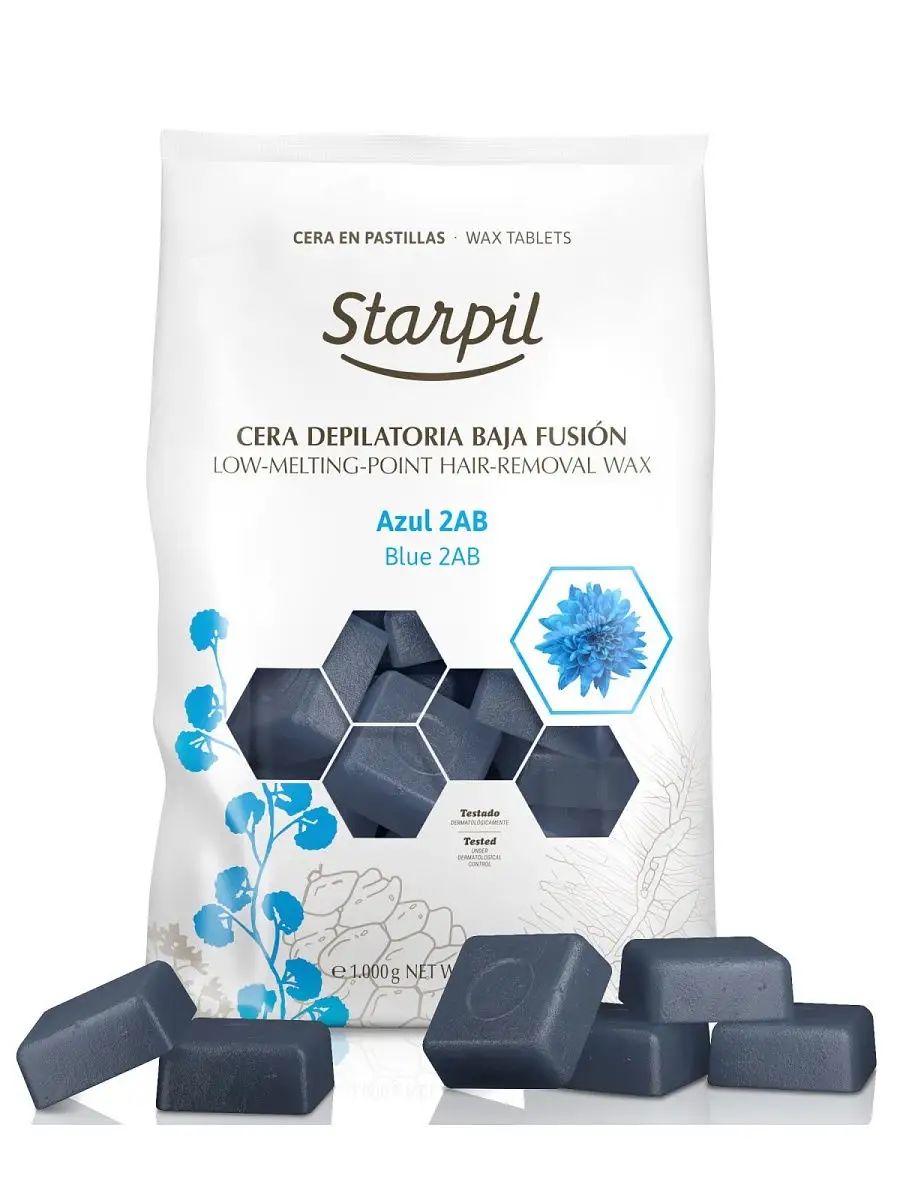 Воск для депиляции Starpil Cera Azul азуленовый, пленочный, 1 кг горячий воск в гранулах starpil натуральный 1000 г