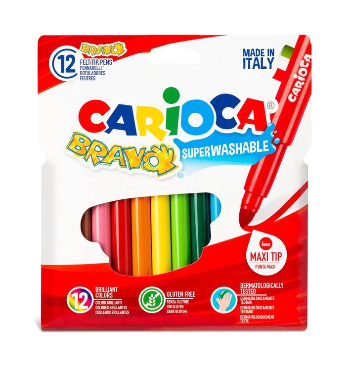 

Фломастеры Carioca утолщенные Bravo 12 цв, Разноцветный