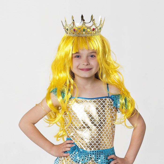 Карнавальный набор «Принцесса золотая», парик, корона корона принцессы золотая из 2 х частей