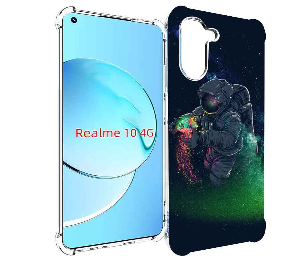 

Чехол MyPads космонавт-с-оружием-арты для Realme 10, Прозрачный, Tocco