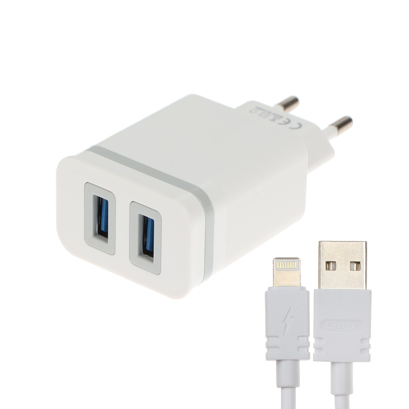 

Сетевое зарядное устройство NoBrand lightning - usb 2xUSB 2.4 А белый