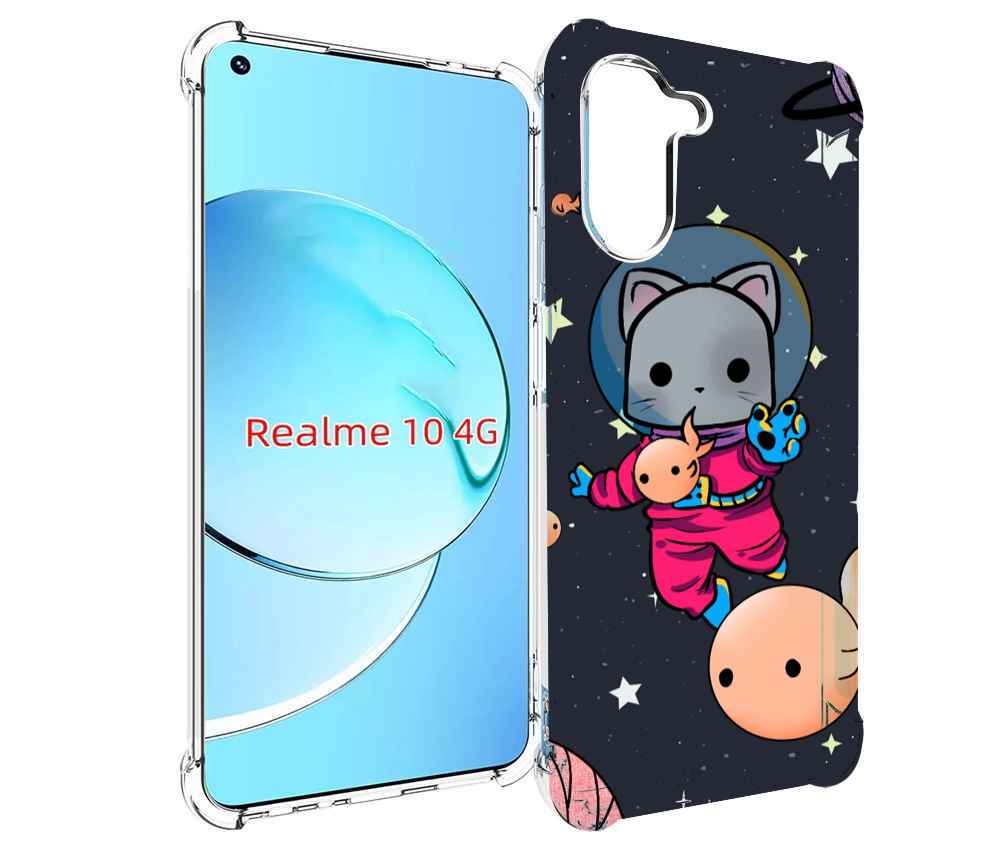 

Чехол MyPads котик-с-рыбкой-в-космосе для Realme 10, Прозрачный, Tocco