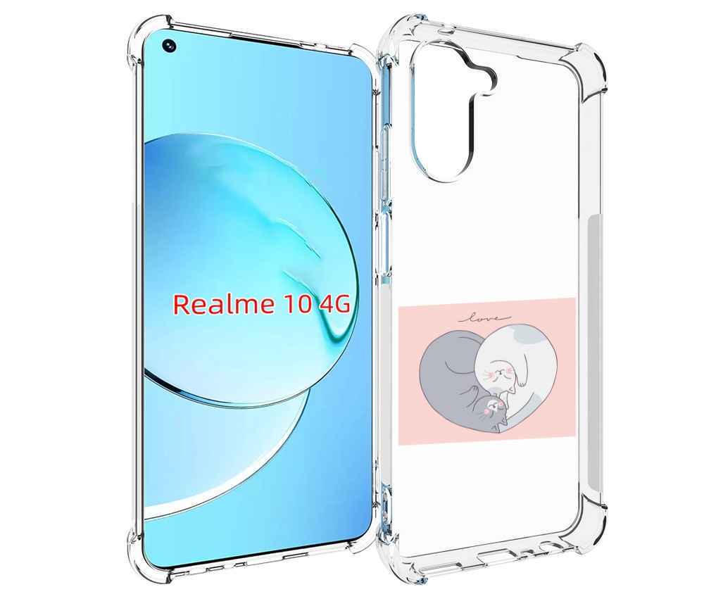 

Чехол MyPads котики-в-форме-сердца для Realme 10, Прозрачный, Tocco