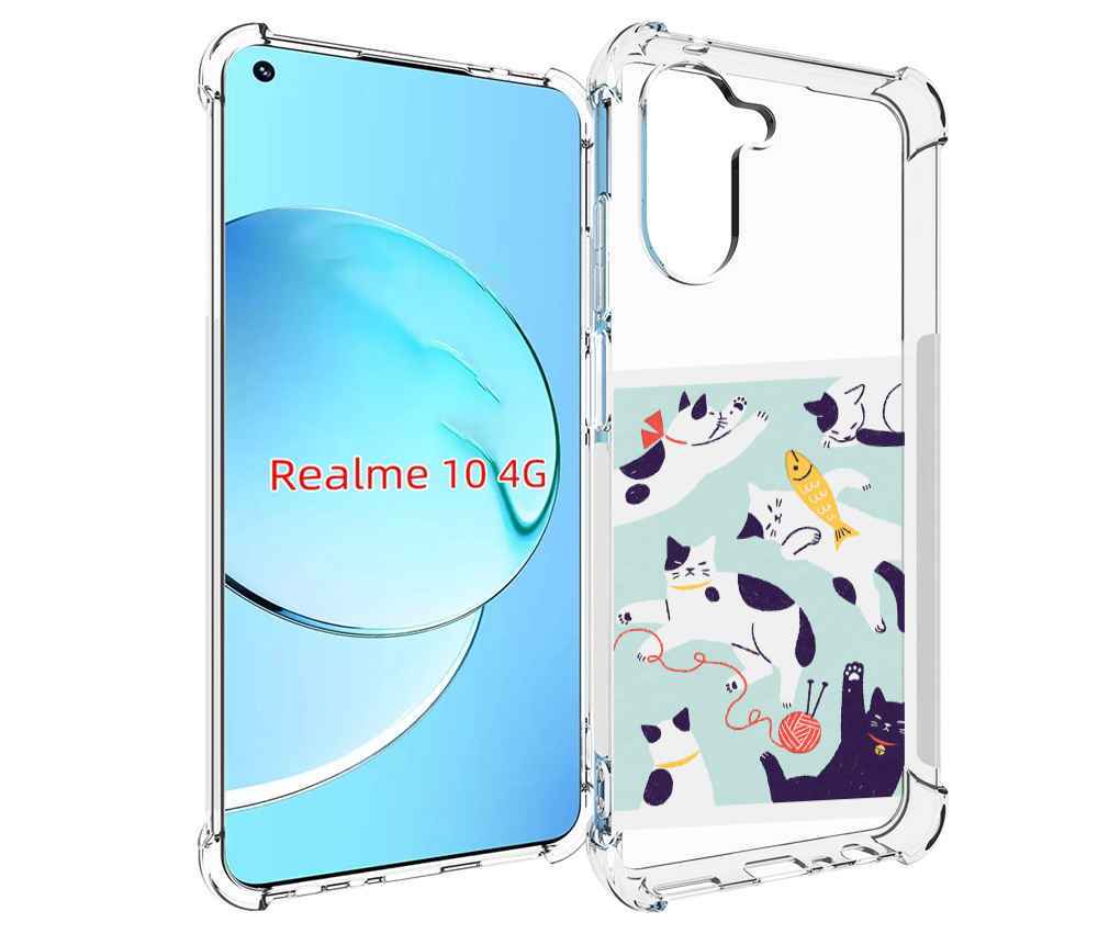 

Чехол MyPads коты-с-клубками для Realme 10, Прозрачный, Tocco