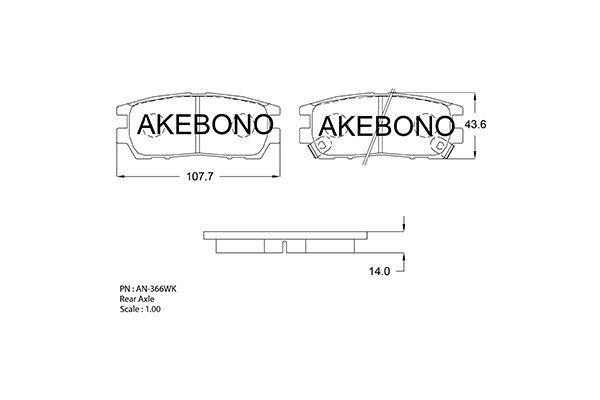 Тормозные колодки Akebono дисковые AN366WK 600000054018