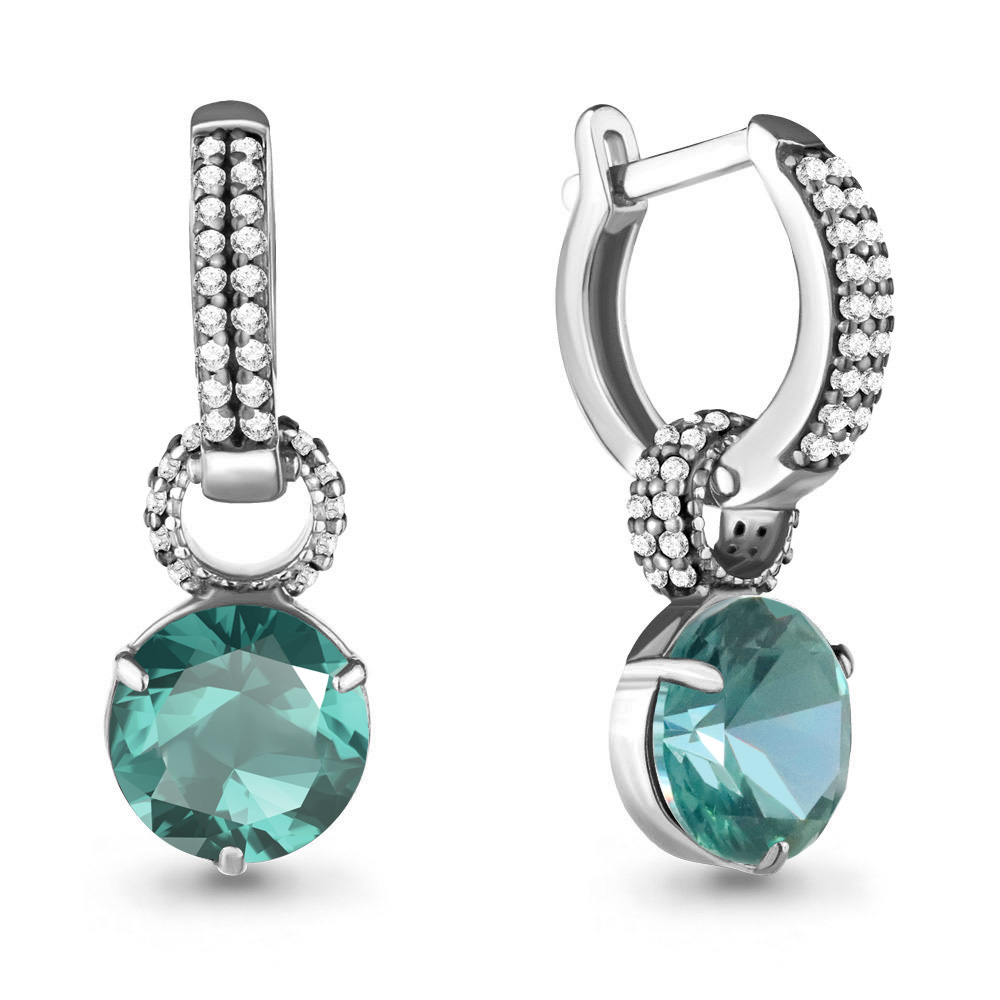 

Серьги трансформеры из серебра с фианитом Aquamarine 4703188А_925_р, 4703188А_925_р