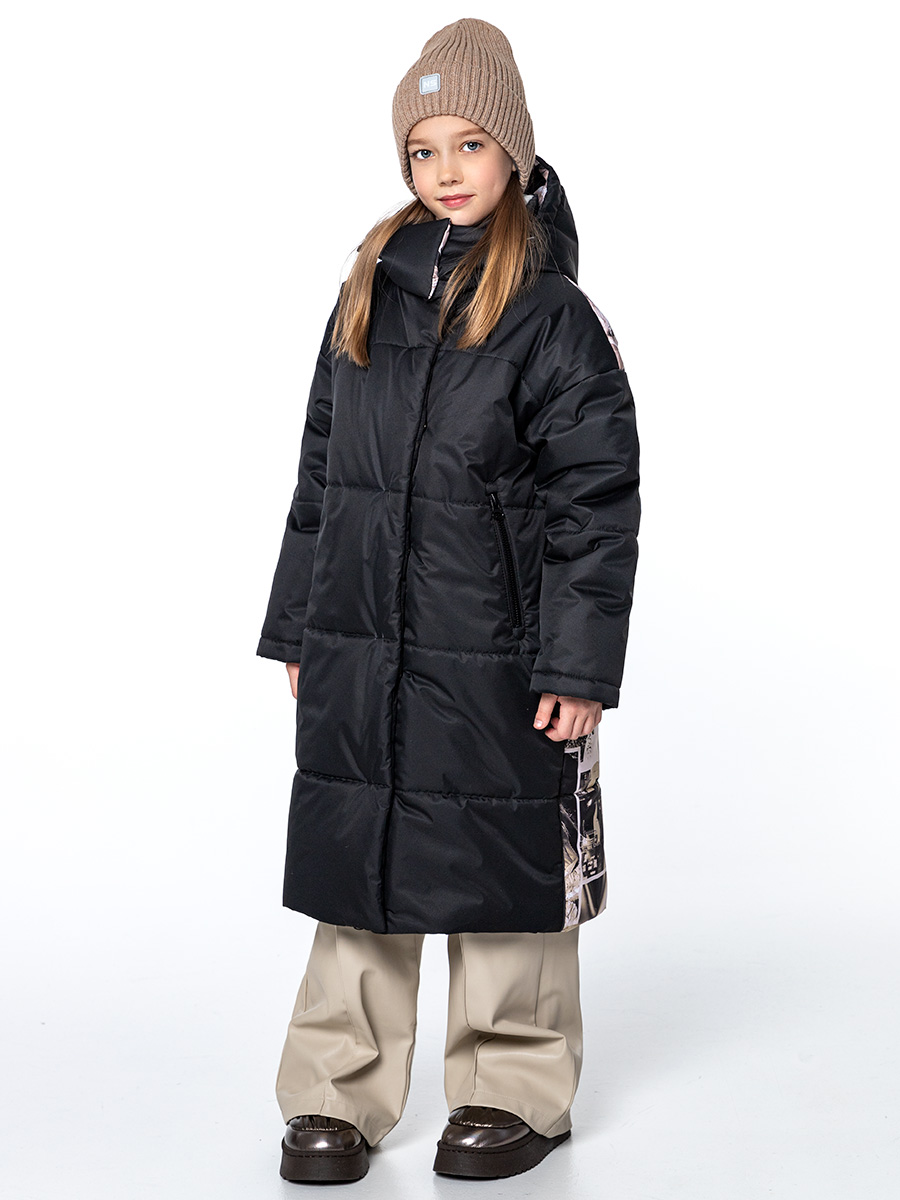 

Пальто детское NIKASTYLE 6з3424, черный/беж, 152, Черный;бежевый, 6з3424