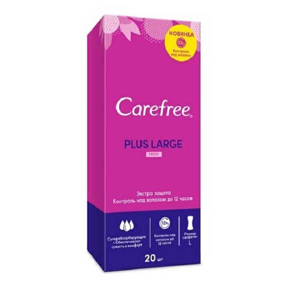 фото Салфетки plus large fresh carefree ароматизированные, 20шт