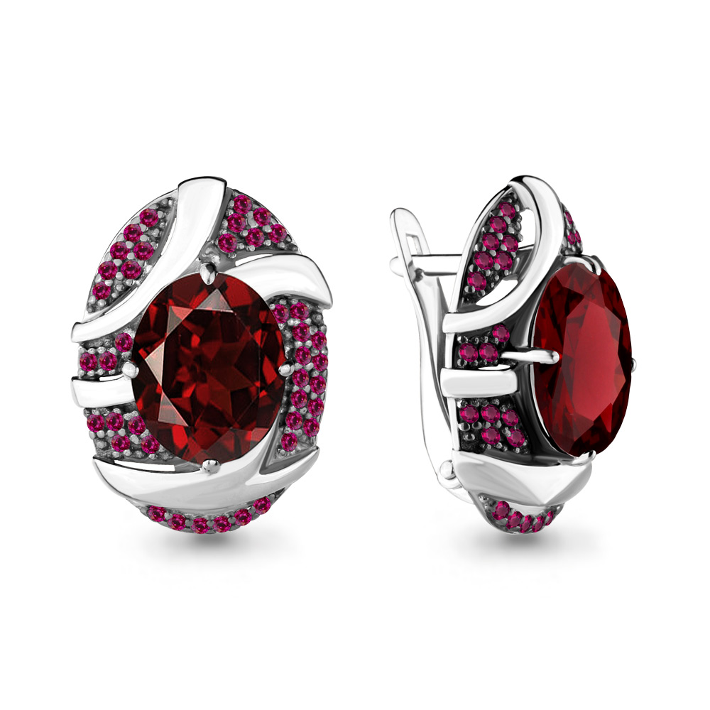 

Серьги из серебра с гранатом искусственным/корундом Aquamarine 4703285В_925_р, 4703285В_925_р