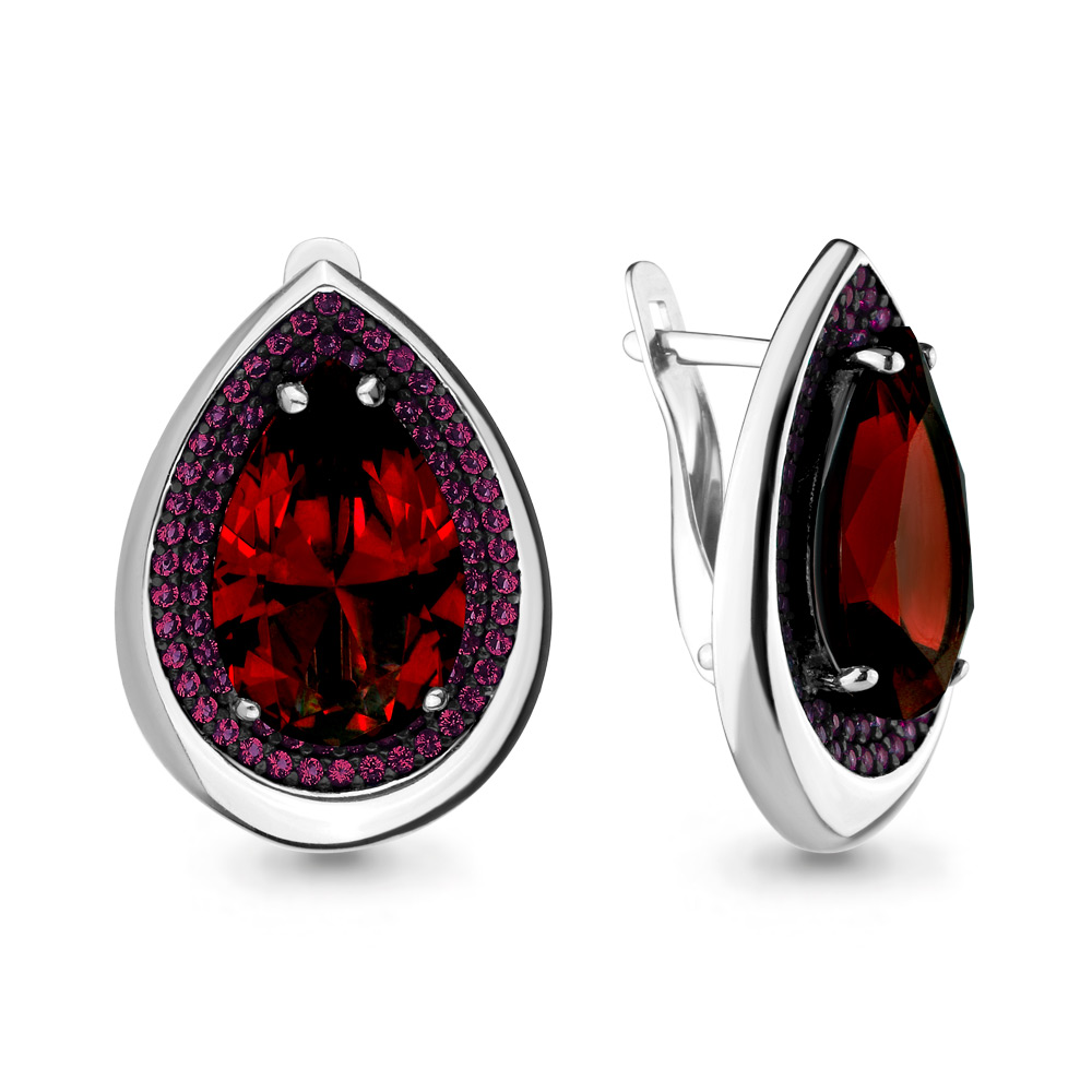 

Серьги из серебра с гранатом Aquamarine 4703385В_925_р, 4703385В_925_р
