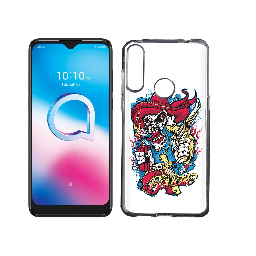 

Чехол MyPads Tocco для Alcatel 3L (2020) 5029Y нарисованный скелет с писталетом, Tocco