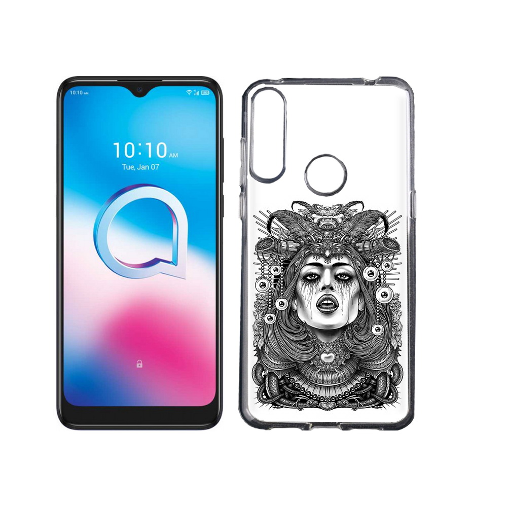 

Чехол MyPads Tocco для Alcatel 3L (2020) 5029Y портрет девушки черно белый, Tocco