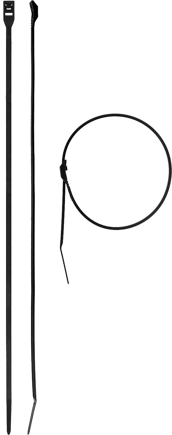 фото Кабельные стяжки черные кобра с плоским замком 3.6 х 370 мм 50 шт нейлоновые зубр