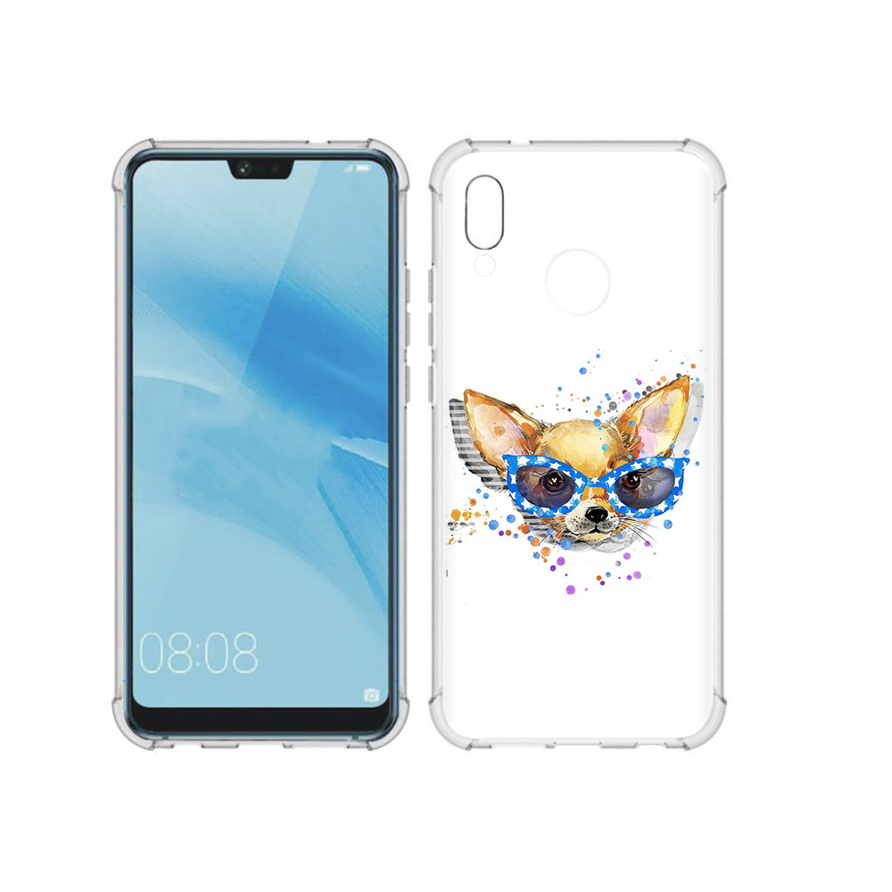

Чехол MyPads Tocco для Huawei P20 Lite чихуа-хуа в очках (PT130405.51.691), Прозрачный, Tocco