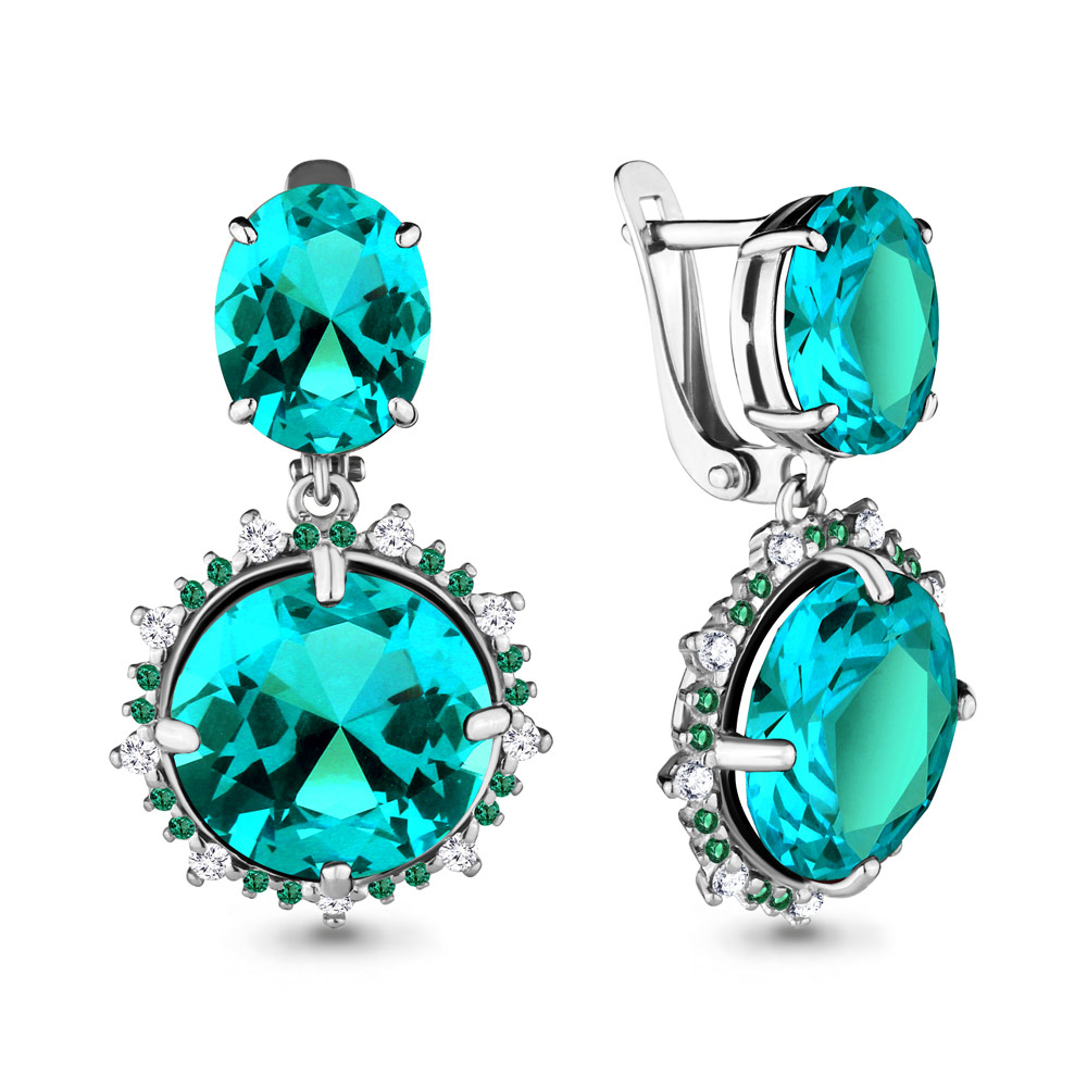 

Серьги из серебра с изумрудом Aquamarine 4703688Г_925_р, 4703688Г_925_р