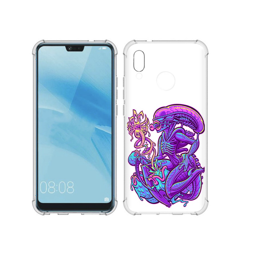 

Чехол MyPads Tocco для Huawei P20 Lite чужой фиолетовый цвет (PT130405.51.693), Прозрачный, Tocco