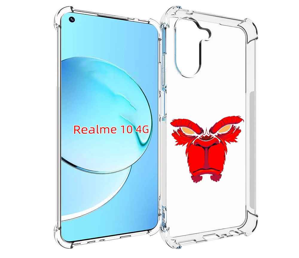 

Чехол MyPads красная обезьяна в темноте для Realme 10, Прозрачный, Tocco