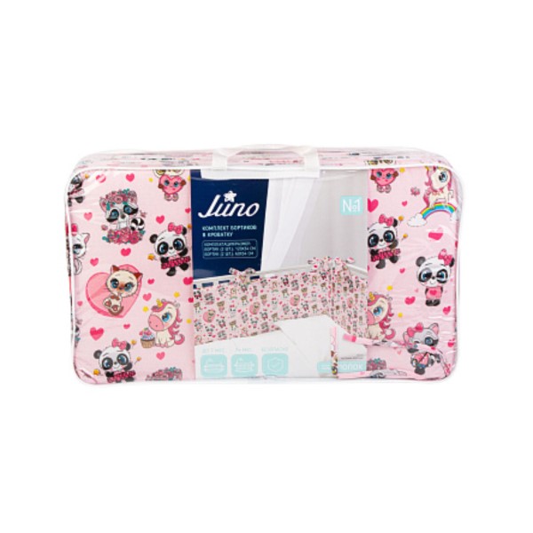 фото Комплект постельного белья бортики в кроватку juno малыши девочки хлопок розовые