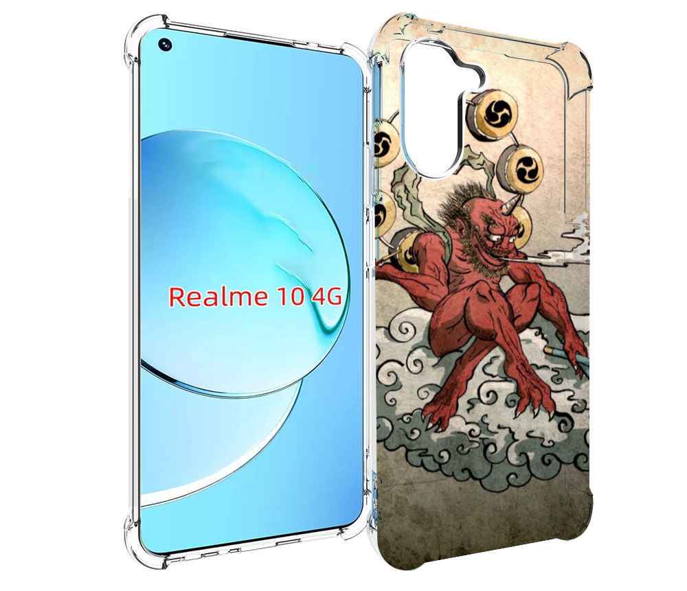 

Чехол MyPads красный чертик на облаке для Realme 10, Прозрачный, Tocco