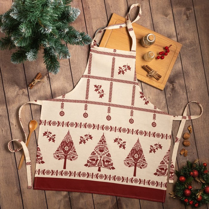 

Доляна Фартук "Доляна" Merry Christmas 60х65см, 100%хл, рогожка 164 г/м2, Бежевый