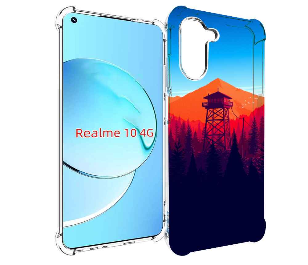 

Чехол MyPads лес с оранжевыми горами для Realme 10, Прозрачный, Tocco