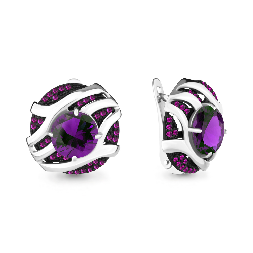 

Серьги из серебра с аметистом Aquamarine 4703784В_925_р, 4703784В_925_р