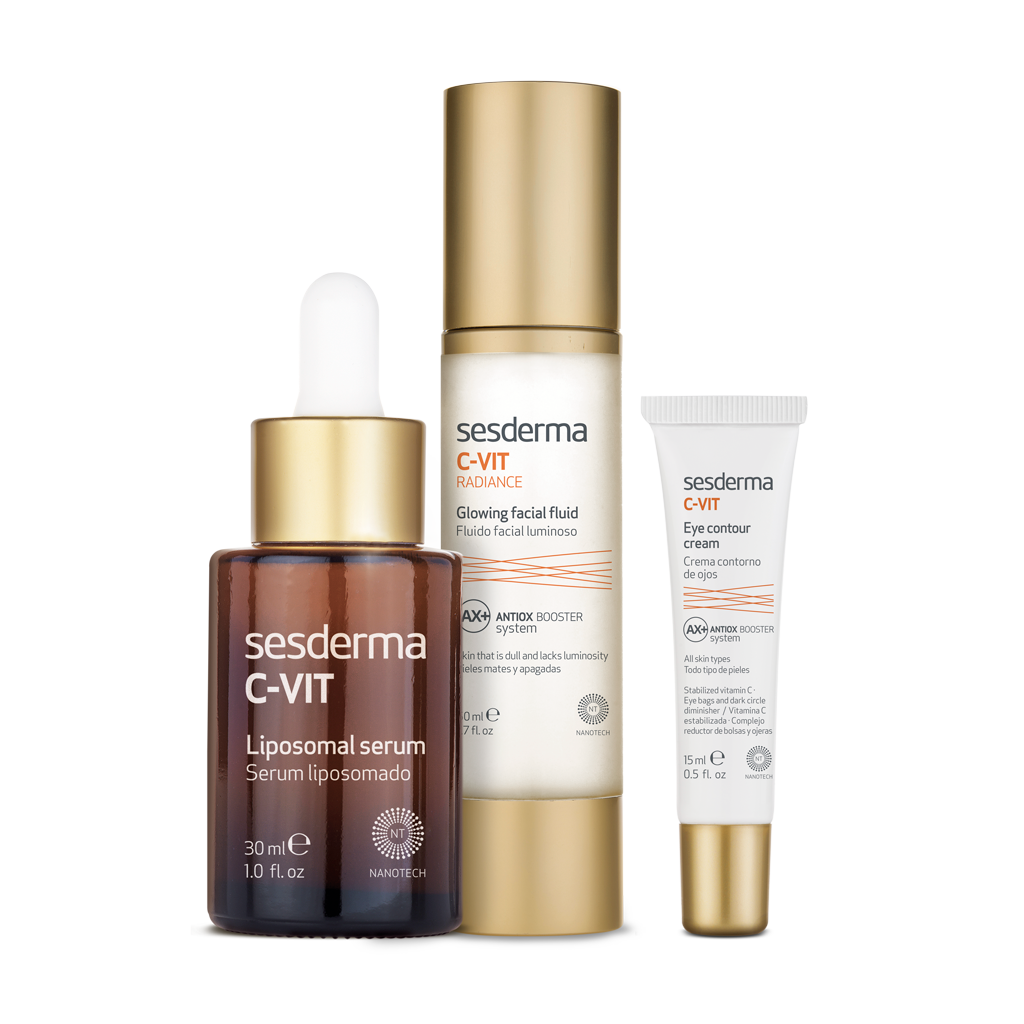 Набор Sesderma Сыворотка + Флюид + Крем-контур для глаз C-VIT, 30 мл + 50 мл + 15 мл sesderma intimate сыворотка липосомальная для интимной гигиены 30 мл