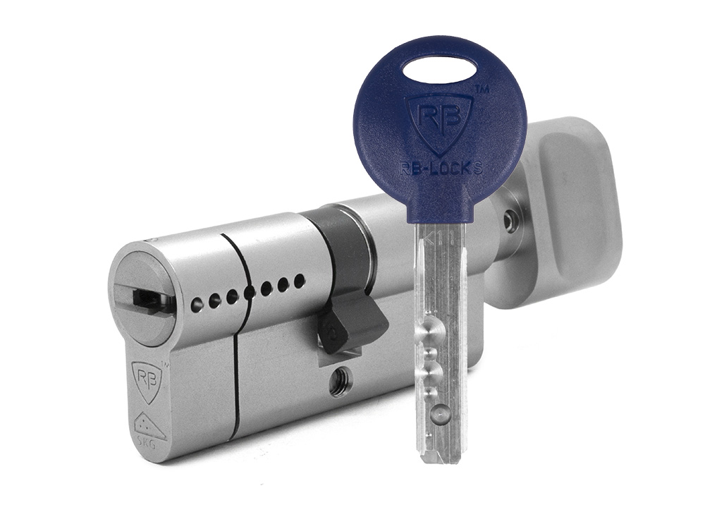 Цилиндр Rav Bariach Mars ключ-вертушка (размер 45х40 мм) - Никель, Флажок