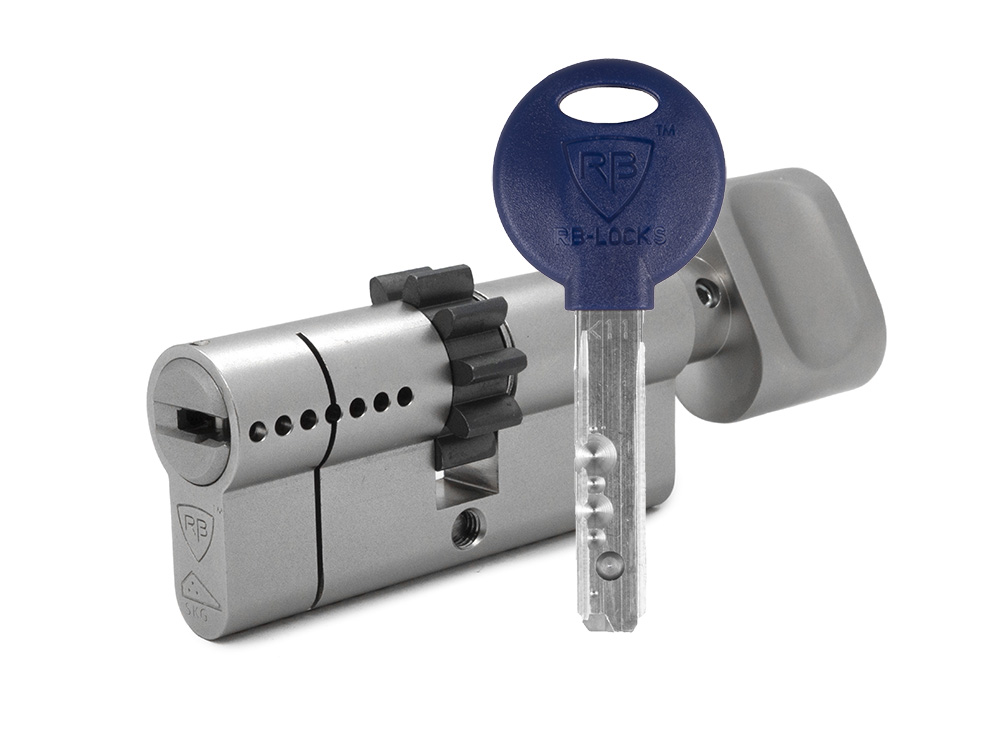 Цилиндр Rav Bariach Mars ключ-вертушка (размер 40х50 мм) - Никель, Шестеренка