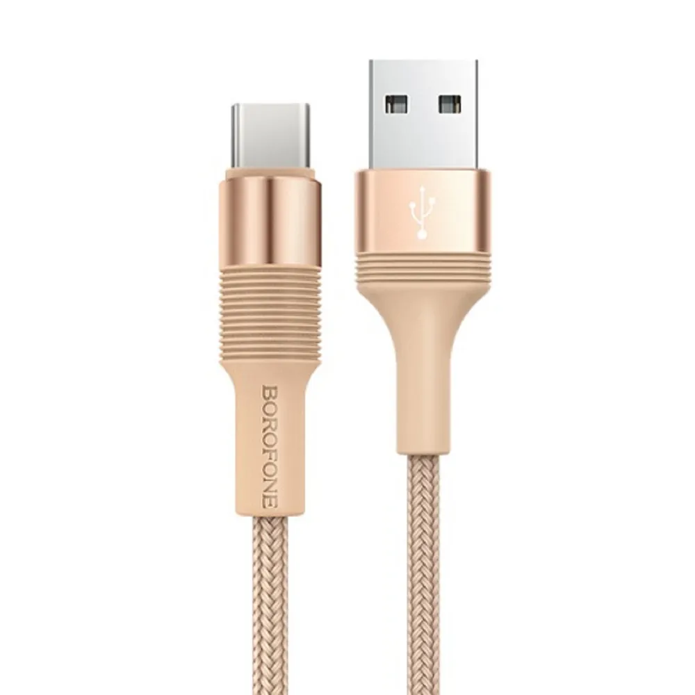 

Кабель Borofone BX21, USB - Type-C, 3 А, 1 м, тканевая оплетка, золотистый