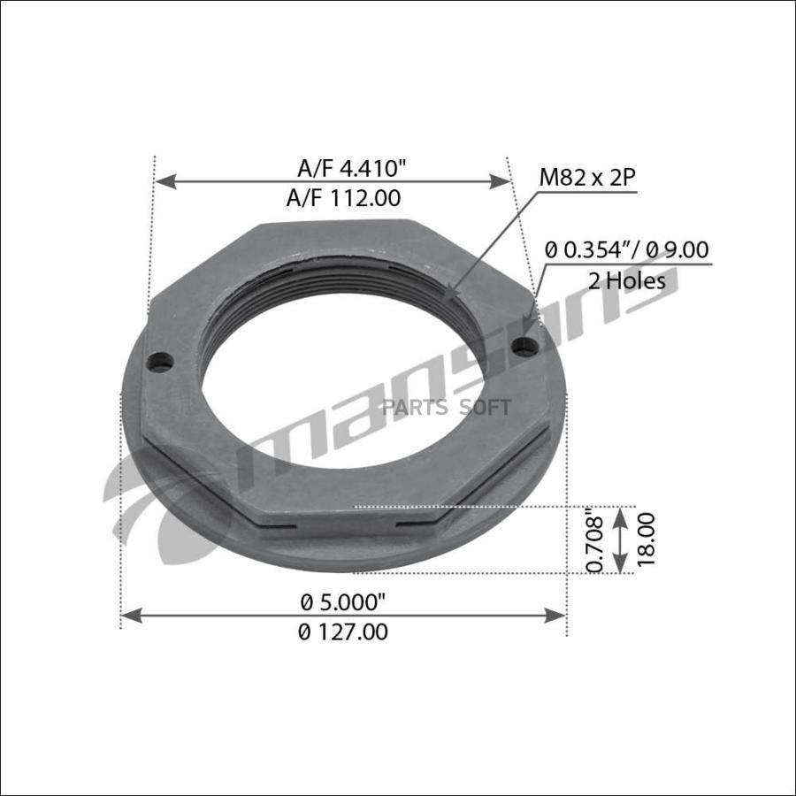 

780.003mns гайка Ступицы M82x2 H=18 Sw112 Ror Lm/Lc-Ser. Mansons арт. 780003