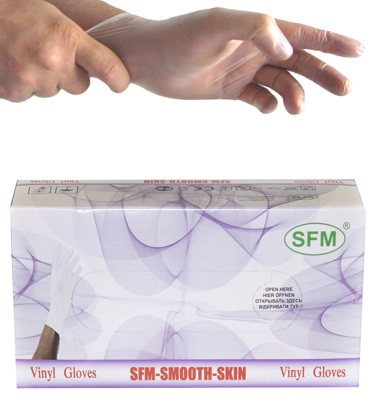 Купить Smooth-Skin, Перчатки виниловые нестерильные неопудренные р.M пара, SFM Hospital Products