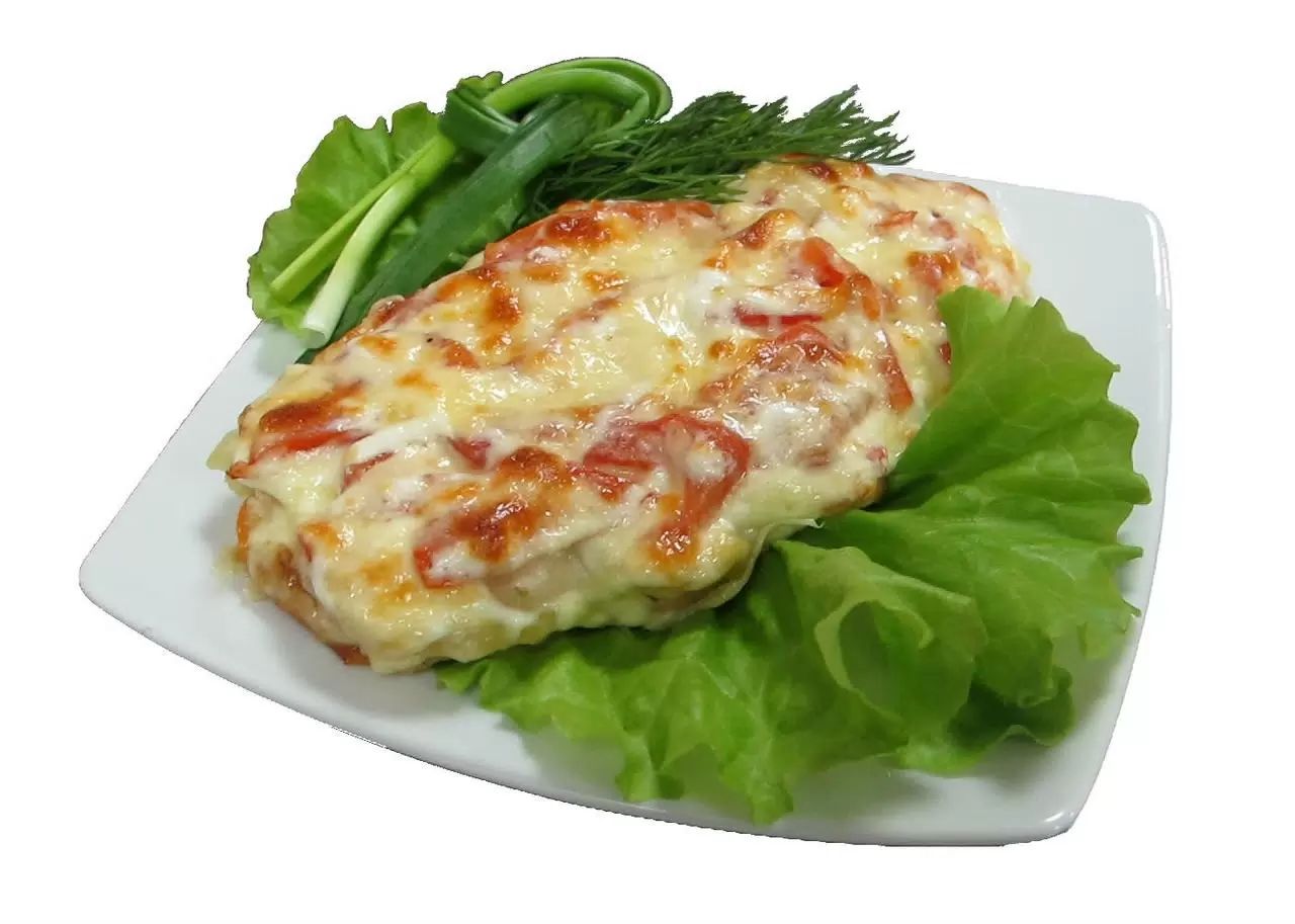 

Куриный кармашек с ветчиной и сыром запеченный