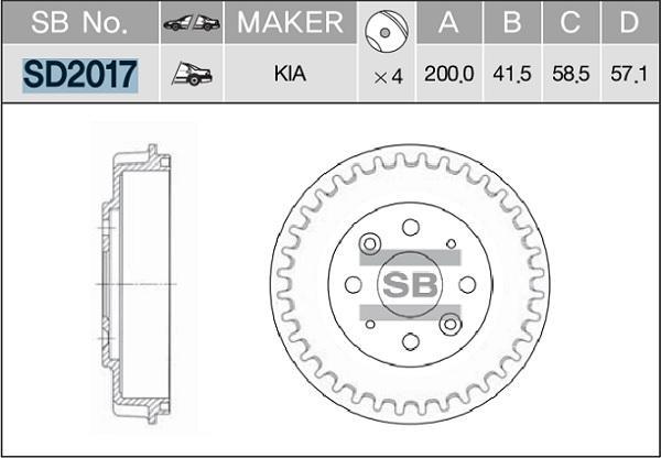 

Барабан Торм.Kia Spectra 1.6 (Иж) 01- Sangsin brake SD2017