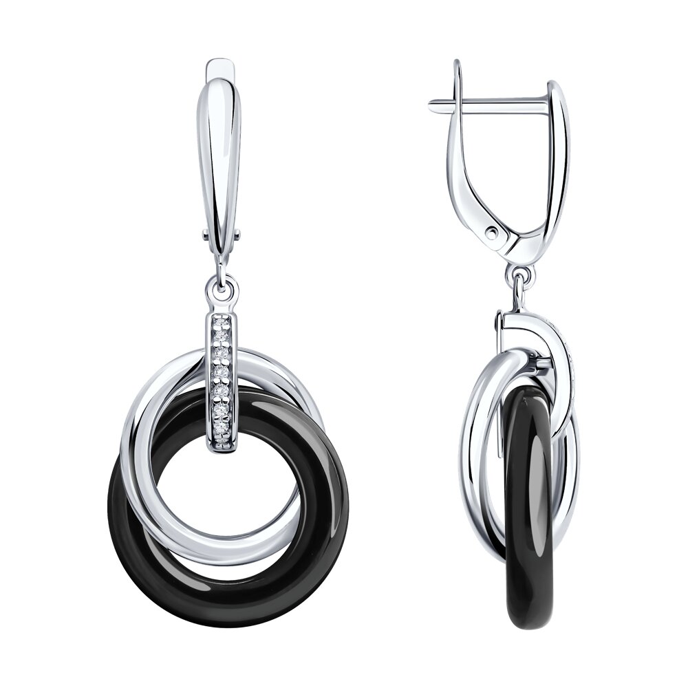 

Серьги подвески из серебра SOKOLOV 94025853, керамика/фианит, 94025853