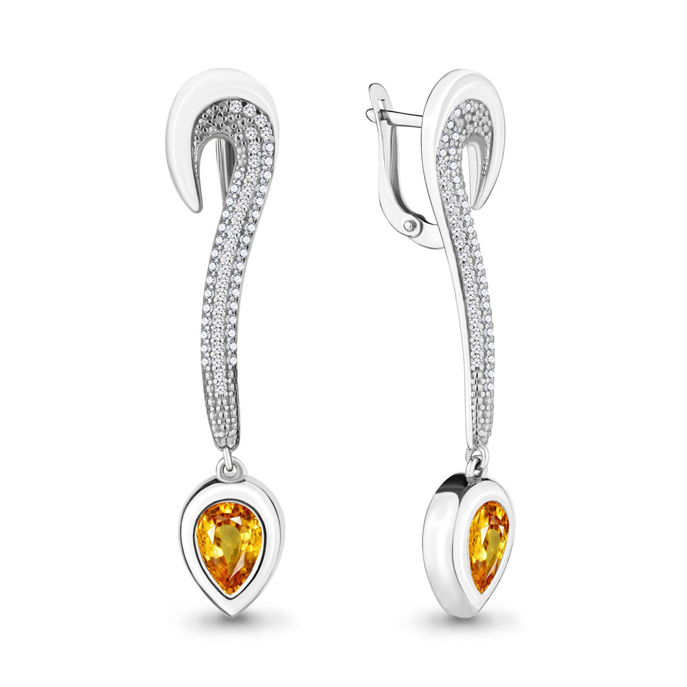 

Серьги из серебра с фианитом Aquamarine 4703906А_925_р, 4703906А_925_р