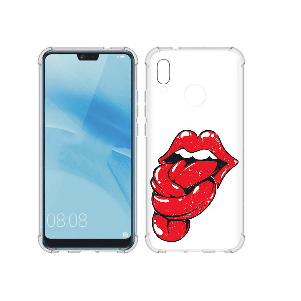 

Чехол MyPads Tocco для Huawei P20 Lite яркие губы с языком (PT130405.51.705), Прозрачный, Tocco