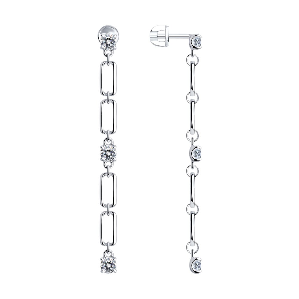 

Серьги подвески из серебра SOKOLOV 94025855, фианит, 94025855