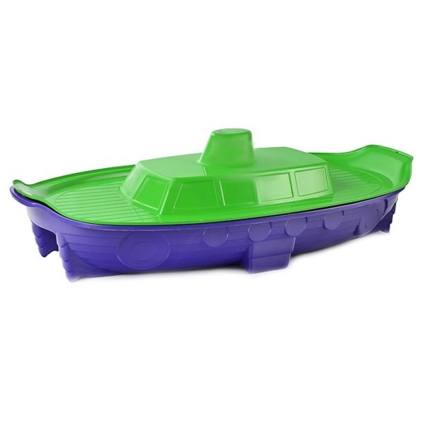 фото Песочница-бассейн doloni корабль с крышкой, салатово-фиолетовая, 71.5х138 см