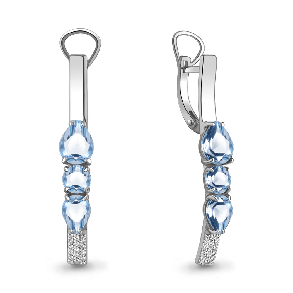 

Серьги из белого золота с топазом/фианитом Aquamarine 4705505А, 4705505А_585_бз