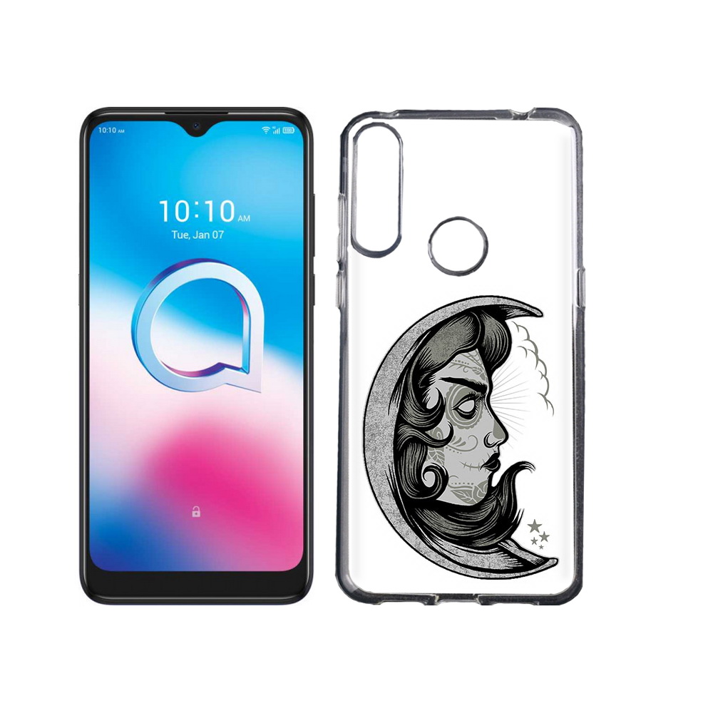

Чехол MyPads Tocco для Alcatel 3L (2020) 5029Y черно белая луна с лицом (PT159035.666.680), Tocco