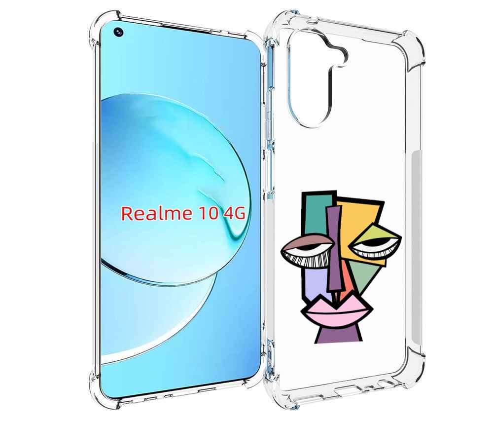 

Чехол MyPads лицо из квадратиков с глазами женский для Realme 10, Прозрачный, Tocco