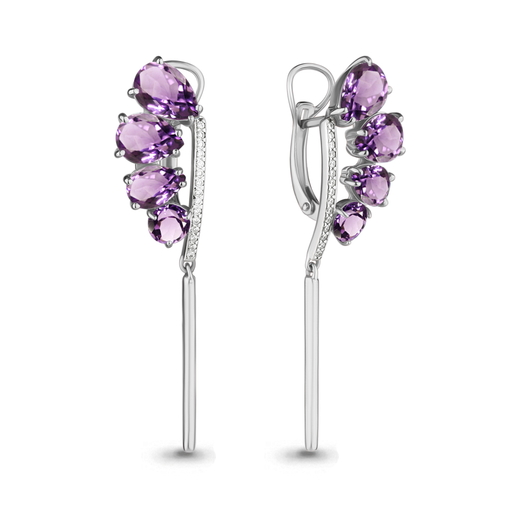 

Серьги из серебра с аметистом Aquamarine 4705604А_925_р, 4705604А_925_р