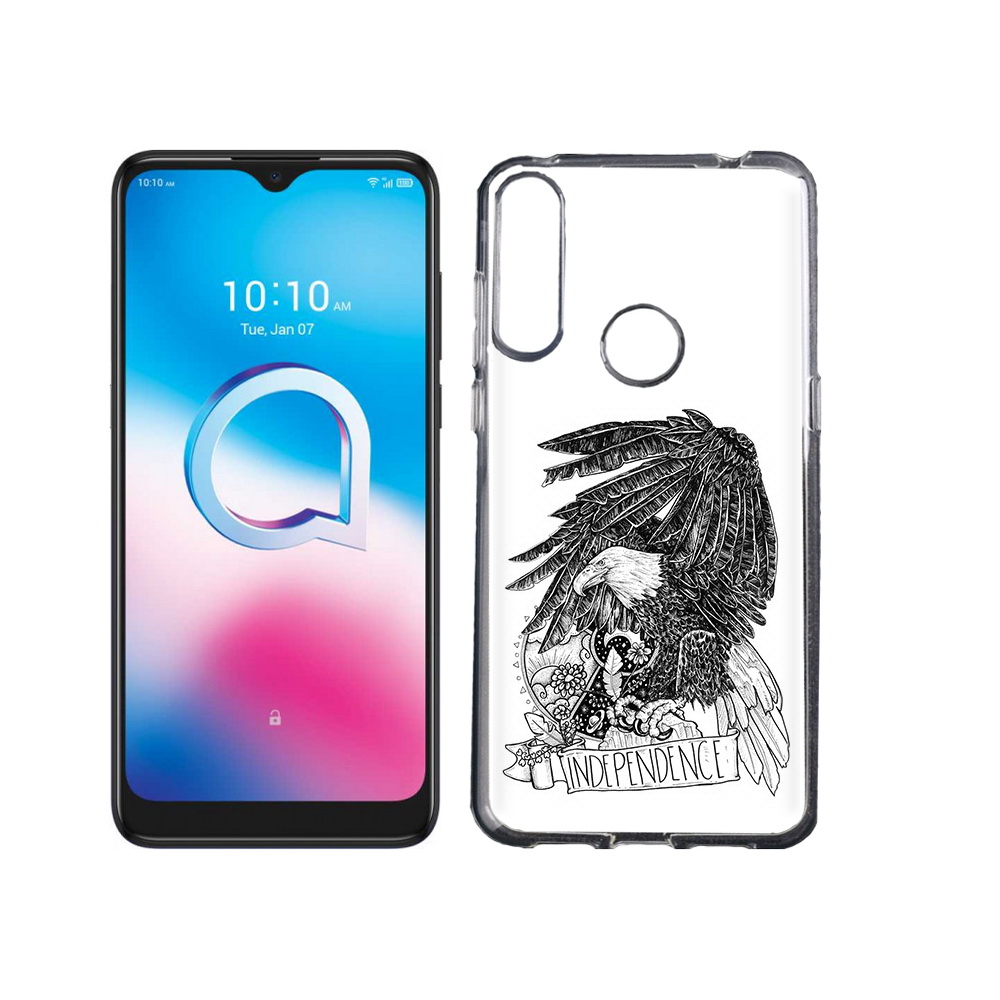 

Чехол MyPads Tocco для Alcatel 3L (2020) 5029Y черно белый сокол (PT159035.666.688), Tocco