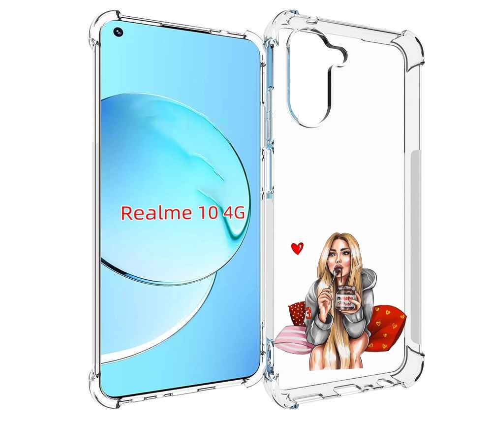 

Чехол MyPads любительница-нутеллы женский для Realme 10, Прозрачный, Tocco