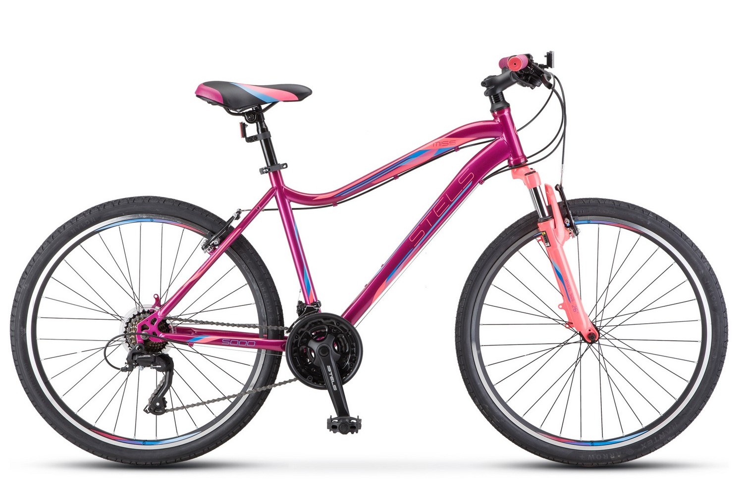 Велосипед Stels Miss-5000 V V050 Фиолетовый/Розовый (LU096326) 18