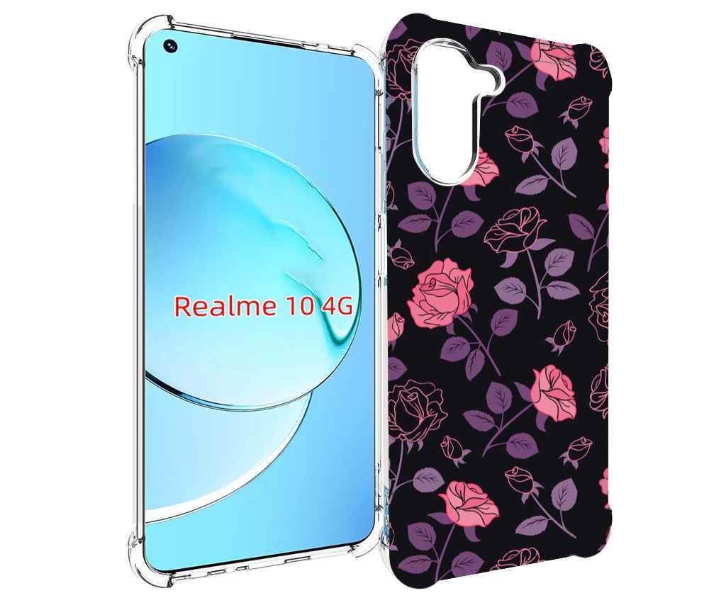 

Чехол MyPads маленькие розочки на черном фоне женский для Realme 10, Прозрачный, Tocco