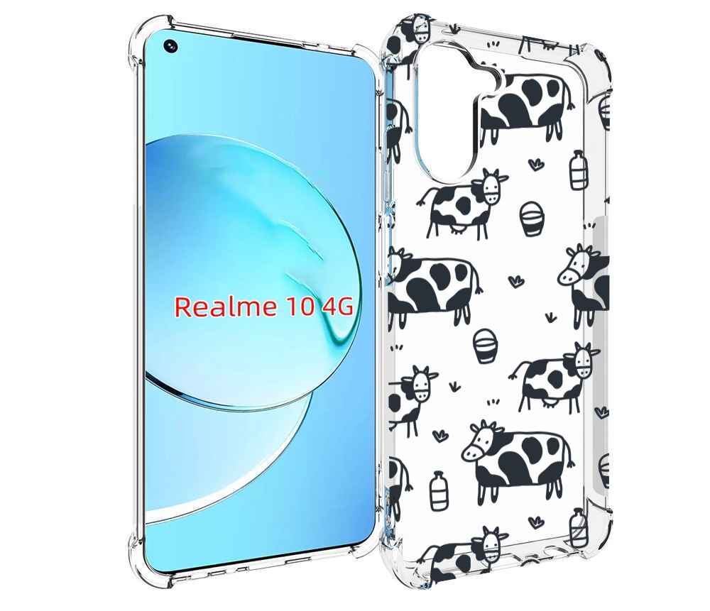 

Чехол MyPads маленькие-коровки для Realme 10, Прозрачный, Tocco