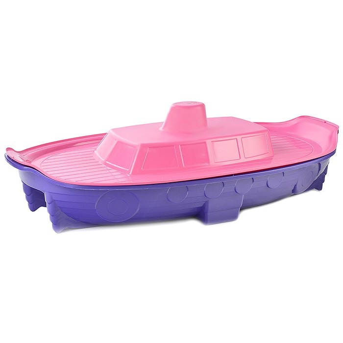 фото Песочница-бассейн doloni корабль с крышкой, розово-фиолетовая, 71,5х138 см